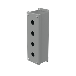 Product image for Hoffman E4PBG 10.25" x 3.25" x 2.75" 4-Hole 22.5mm Pushbutton Enclosure, Type 12, Steel