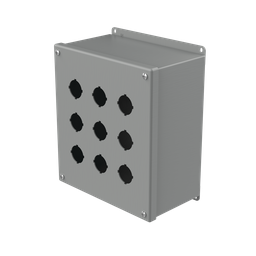 Product image for Hoffman E9PBX Extra-Deep Pushbutton Enclosures, Type 12, 9PB x 30.5mm, Gray, Steel