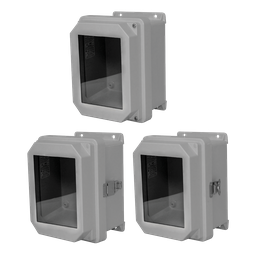 Product image for Hoffman RVJB806HWPL1 RVJB Raised Cover with Bonded Window Type 4X, 9.32x7.32x4.92, Lt Gray, Fiberglass, HWPL