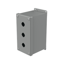 Product image for Hoffman E3PBXM Extra-Deep Pushbutton Enclosures, Type 12, 3PB x 22.5mm, Gray, Steel