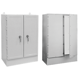 Product image for Hoffman A724925FGFS3PT Two-Door Free-Stand, Type 4X, 72" x 49" x 24.5", Fiberglass