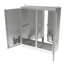 Product image for Hoffman A726018SSFSDN4 Free-Stand Single and Dual Access with 3-Point Latches, Type 4X, 72.06" x 60.06" x 18.06", SS Type 304