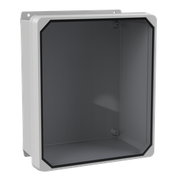 Product image for Hoffman CHJ1412HWPL2LG Flat Clear Cover with Latches, Type 4X, 13.81x 11.81x 5.99, Fiberglass