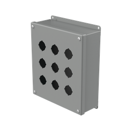 Product image for Hoffman E9PB Pushbutton Enclosures, Type 12, 9PB x 30.5mm, Gray, Steel