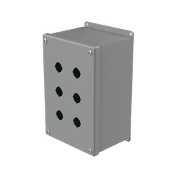 Product image for Hoffman E6PBXM Extra-Deep Pushbutton Enclosures, Type 12, 6PB x 22.5mm, Gray, Steel