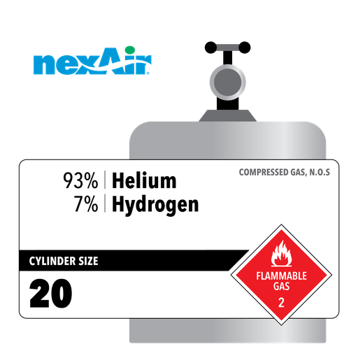 93% Helium, 7% Hydrogen, 20, Industrial, 20, Steel (S), (V) - CGA 350