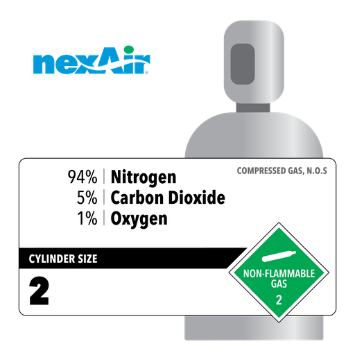 94% Nitrogen, 5% Carbon Dioxide, 1% Oxygen, 2, Medical, 209, Steel (S), CGA 500