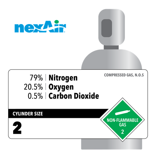 79% Nitrogen, 20.5% Oxygen, 0.5% Carbon Dioxide, 2, Industrial, 236, Steel (S), CGA 590