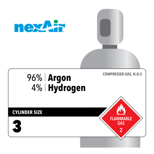 96% Argon, 4% Hydrogen, 3, Industrial, 304, Steel (S), CGA 350