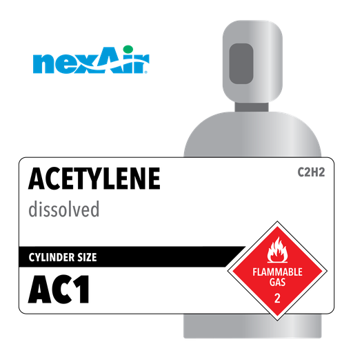 Acetylene, AC1, 1.8, Industrial, 98%, 130 cf, Steel (S), (C) - CGA 510