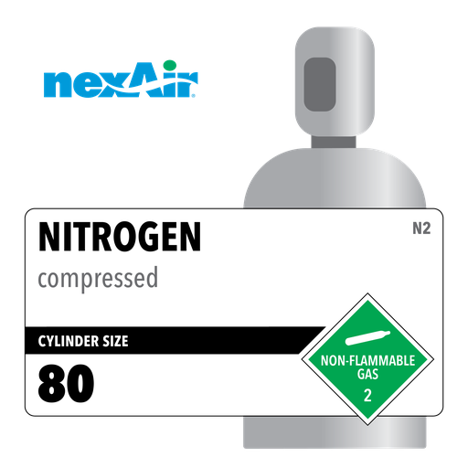 Nitrogen, 80, 4.5, Specialty, 99.995%, 80 cf, Steel (S), CGA 580