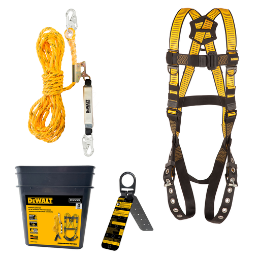 DFP Safety DXFP120050 Rooftop Safety Kit with D1000 Harness, 50' Lifeline, Reusable Anchor