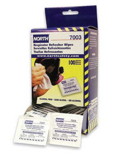 Respirator Refresher Wipe Pads, with alcohol. 5" x 7" towelettes. (100/BX) 7003