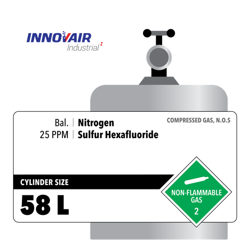 Bal. Nitrogen, 25 PPM Sulfur Hexafluoride, 58 L, Industrial, Steel (S), C-10