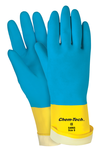 Flock Lined Neoprene Latex Gloves, 5400S