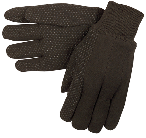 BROWN JERSEY DOTTED GLOVES SZ L