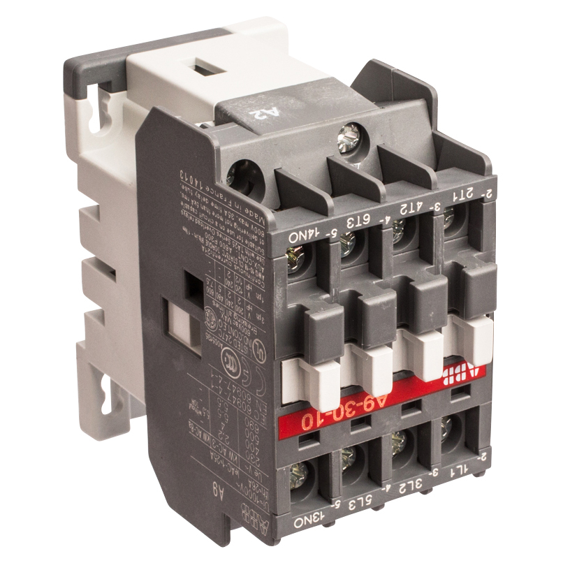 Product image for ABB A9-30-10-84 110 to 120 VAC 9 Amp 1NO 3-Pole Non-Reversing Contactor