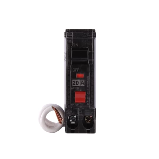 Product image for GE Industrial Solutions THQL1120GFT 1-Pole 20 Amp 120/240 Volt 10 Kaic 1 Inch Plug-In Molded Case Circuit Breaker