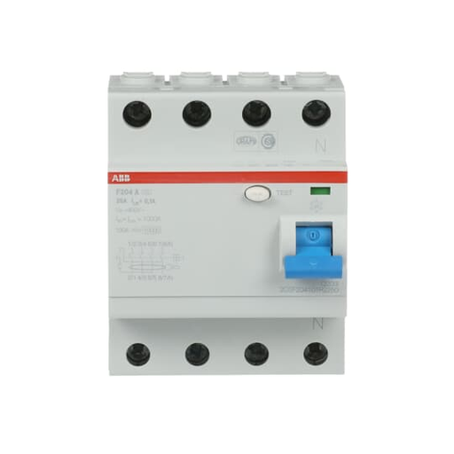 Product image for ABB F204A-25/0.1 RCCB F204 25A 4P 1