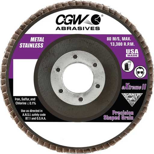 eXtreme II Flap Discs, USA MADE - Type 27, size 4-1/2 X 7/8 T27 PSG 60