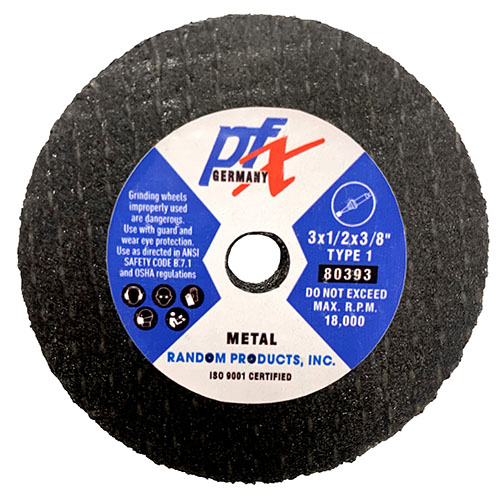 RANDOM PRODUCTS 3"x1/2x3/8 TYPE 1 GRINDING WHEEL