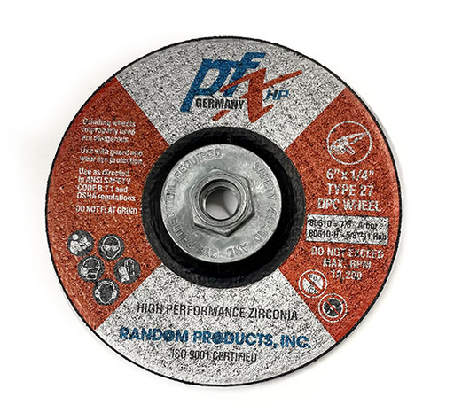 RANDOM PRODUCTS 6"x1/4x5/8-11 TYPE 27 GRINDING WHEEL