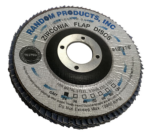 RANDOM PRODUCTS 4-1/2"x7/8 ZIRCONIA FLAP DISCS (24 GRIT)
