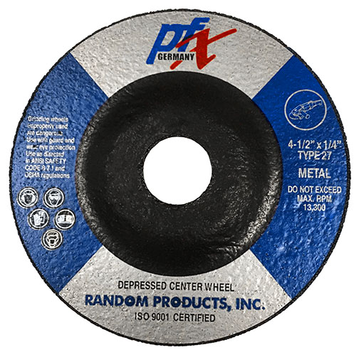 RANDOM PRODUCTS 4-1/2"x1/4x7/8 TYPE 27 GRINDING WHEEL