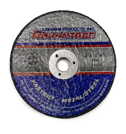 RANDOM PRODUCTS 3"x1/8x3/8 TYPE 1 CUT OFF WHEEL