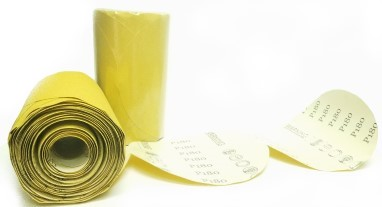 RANDOM PRODUCTS 5" PSA GOLD PAPER STICK ON DISCS (ROLL - 80 GRIT)