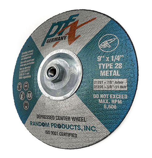 RANDOM PRODUCTS 9"x1/4x5/8-11 TYPE 28 GRINDING WHEEL