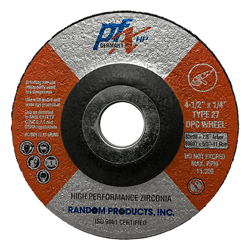 RANDOM PRODUCTS 4-1/2"x1/4x7/8 TYPE 27 GRINDING WHEEL