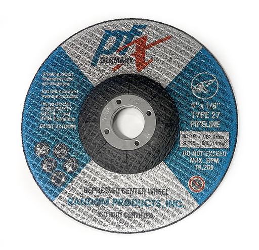 RANDOM PRODUCTS 6"x1/8x7/8 TYPE 27 GRINDING WHEEL