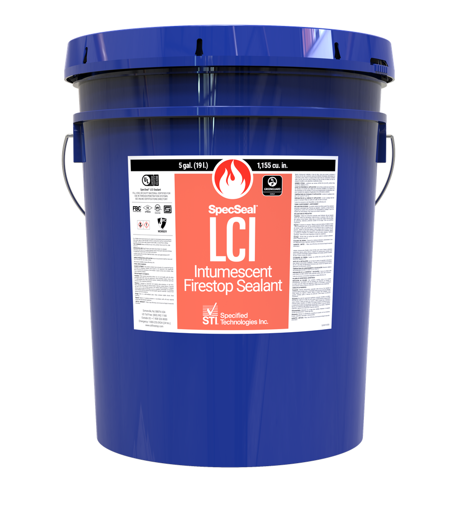 STI LCI305 SPECSEAL SERIES LCI INTUMESCENT SEALANT - 5 GAL PAIL 1,155 CU. IN. (19.0 LITERS) Product image for STI LCI305 SPECSEAL SERIES LCI INTUMESCENT SEALANT - 5 GAL PAIL 1,155 CU. IN. (19.0 LITERS)