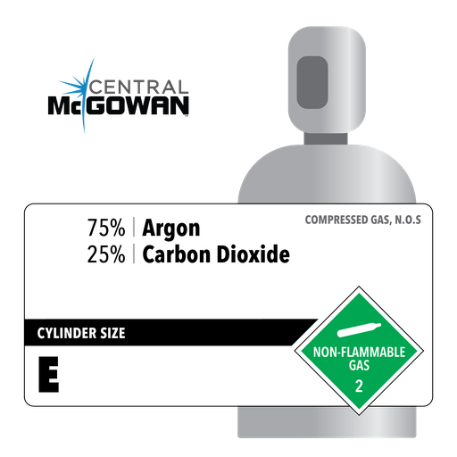 75% Argon, 25% Carbon Dioxide, E, High Pressure Steel (HPS), CGA 580