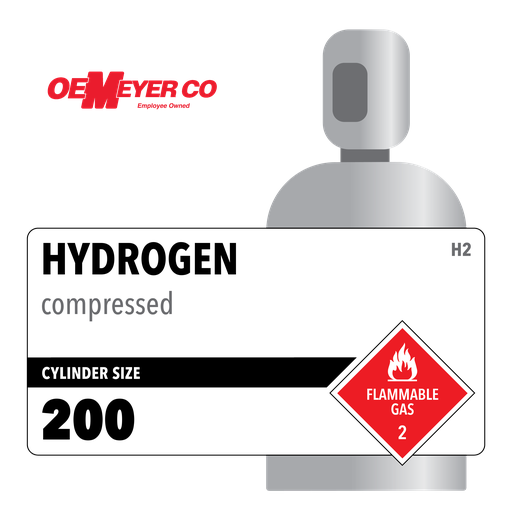 Hydrogen, 200, 197 ft3, High Pressure Steel (HPS), CGA 350