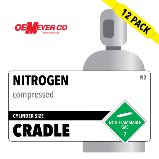 Nitrogen, CRADLE, 5172 ft3, High Pressure Steel (HPS), CGA 580, 12 Pack