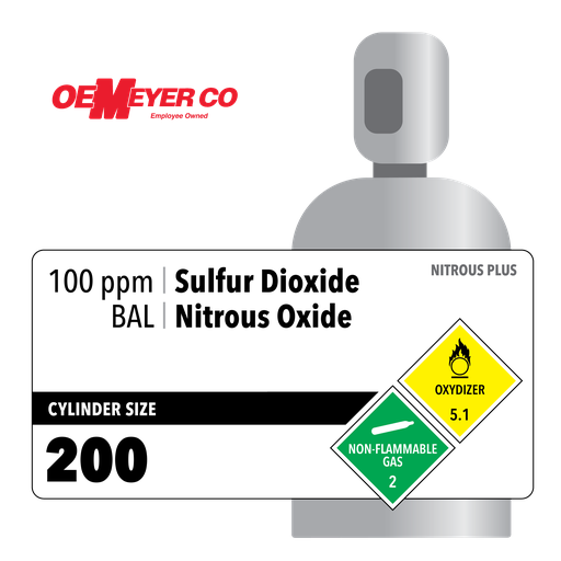100 ppm Sulfur Dioxide, BAL Nitrous Oxide, 200, Racing, High Pressure Steel (HPS), CGA 326