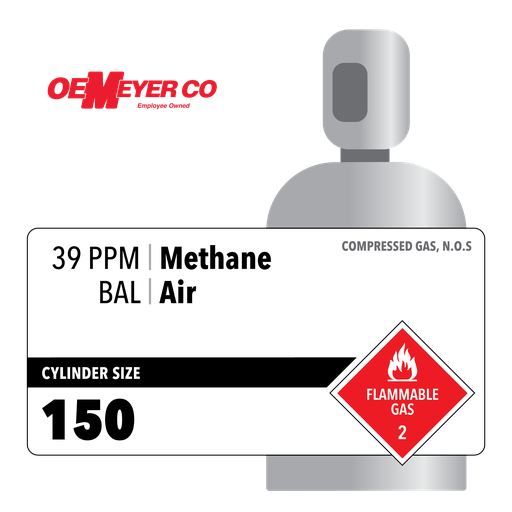 39 PPM Methane, BAL Air, 150, Industrial, High Pressure Steel (HPS), CGA 590
