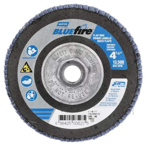BLUEFIRE R860 FLAP DISC 4-1/2" X 7/8", 36 GRIT, TYPE 27