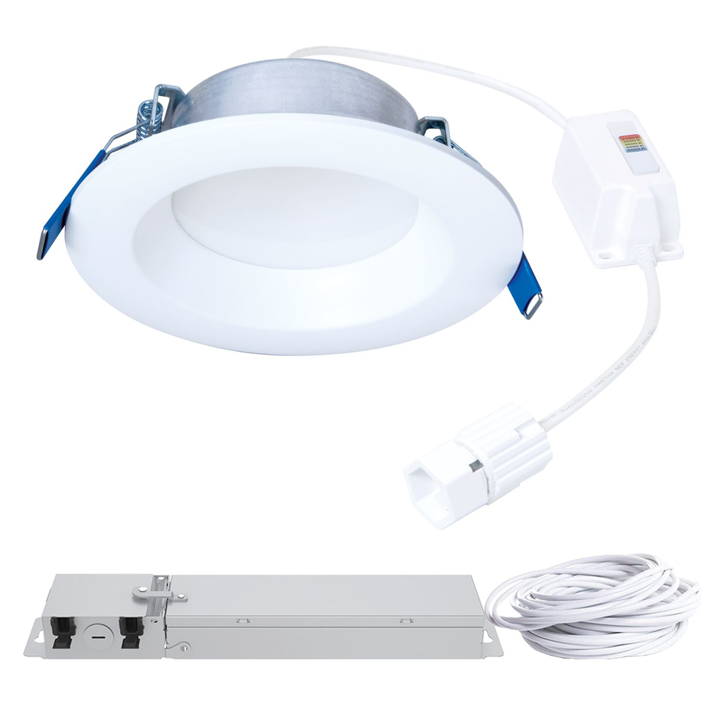 Product image for Halo LTQL4069S1EDM-4PK 4-inch LT QuickLink Low VoltaGE, 600 lumens (nominal), 90 CRI min, 5-color selectable CCT, 120V, phase cut 5% dimming , Direct mount canless installation, 4 pack kit including d