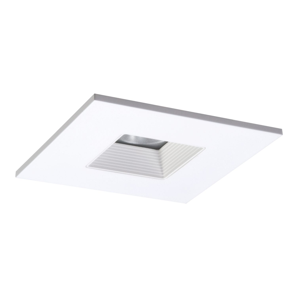Product image for Halo TLS408WHWB 4" LED Trim, Square Baffle Trim with Solite(R) Regressed Lens, White Baffle, White Ring, Shower Rated