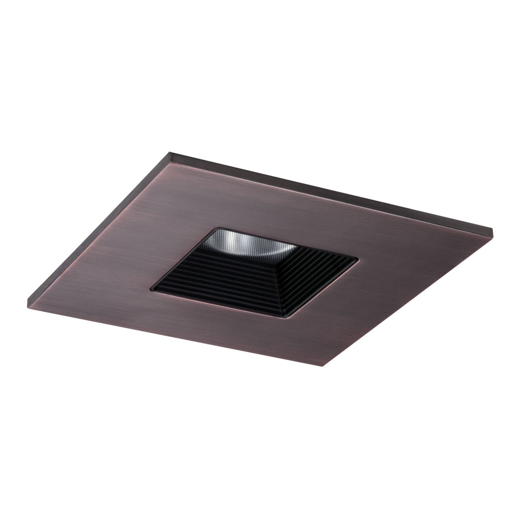 Product image for Halo TLS408TBZBB 4" LED Trim, Square Baffle Trim with Solite(R) Regressed Lens, Black Baffle, Tuscan Bronze Ring, Shower Rated