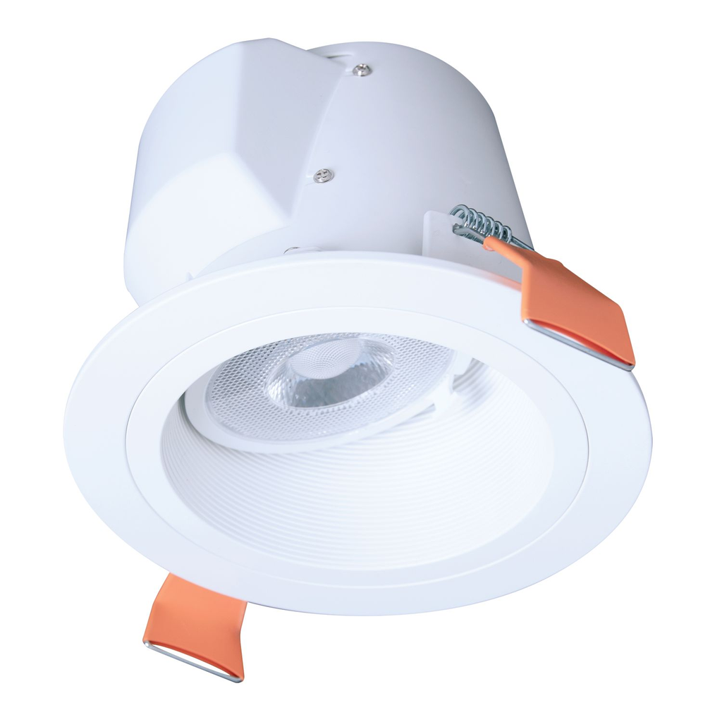 Product image for Halo RLS4099FS1EWHDMR 4-inch RL Slope Ceiling direct mount module, 900 lumen series, 90 CRI min, 5-color selectable CCT, 120V, Matte white baffle, Direct mount