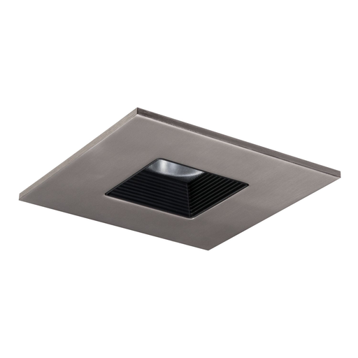 Product image for Halo TLS408SNBB 4" LED Trim, Square Baffle Trim with Solite(R) Regressed Lens, Black Baffle, Satin Nickel Ring, Shower Rated