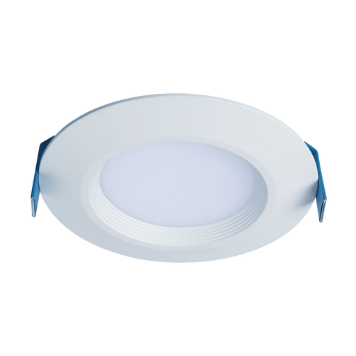 Product image for Halo HLBC4069FSD2W1EMW 4" LED downlight, 600 Lumens, 90 CRI, selectable CCT with D2W option, 120V 60Hz, LE & TE phase cut 5 percent dimming, matte white flange.