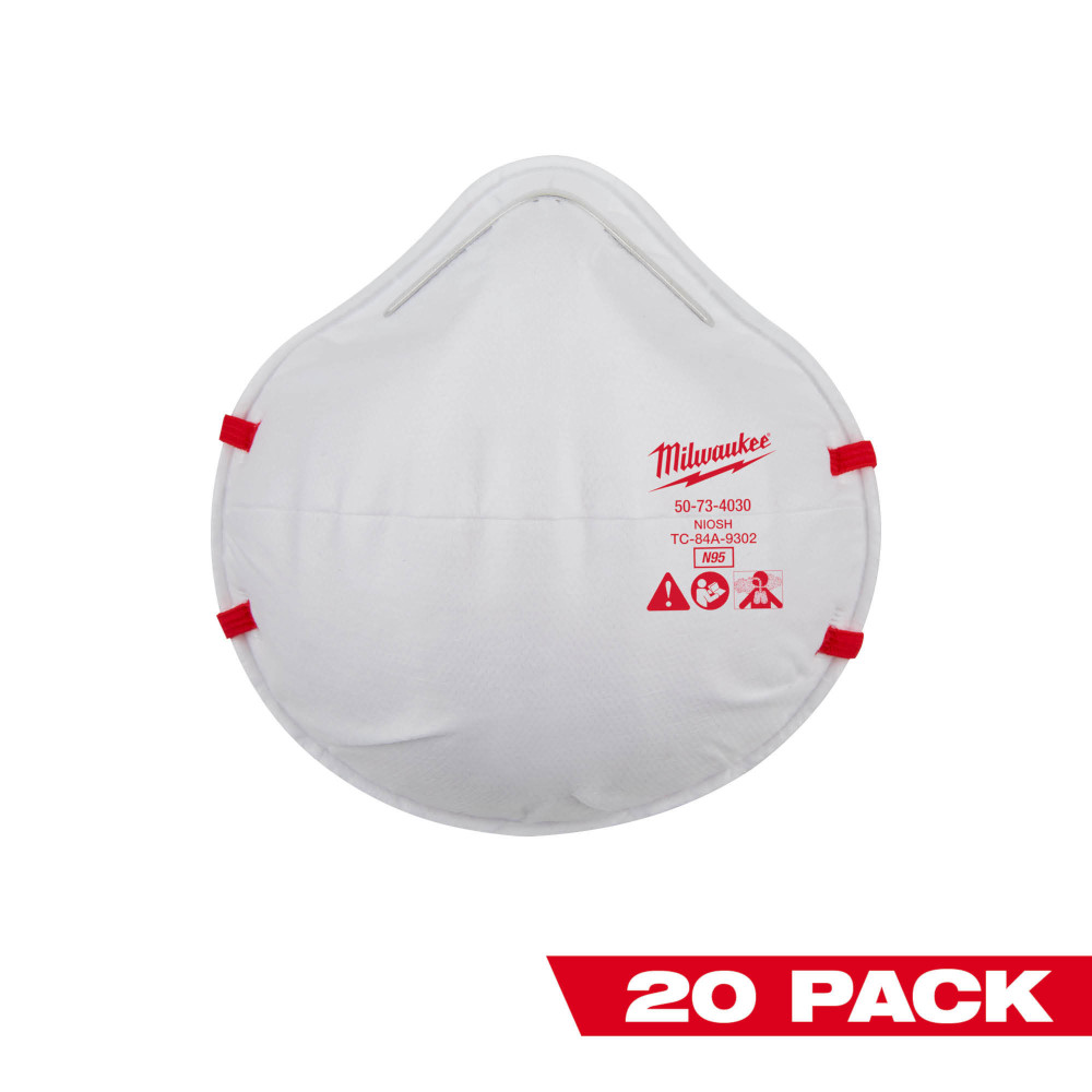 Milwaukee 48-73-4035 20PK N95 Respirator Product image for Milwaukee 48-73-4035 20PK N95 Respirator