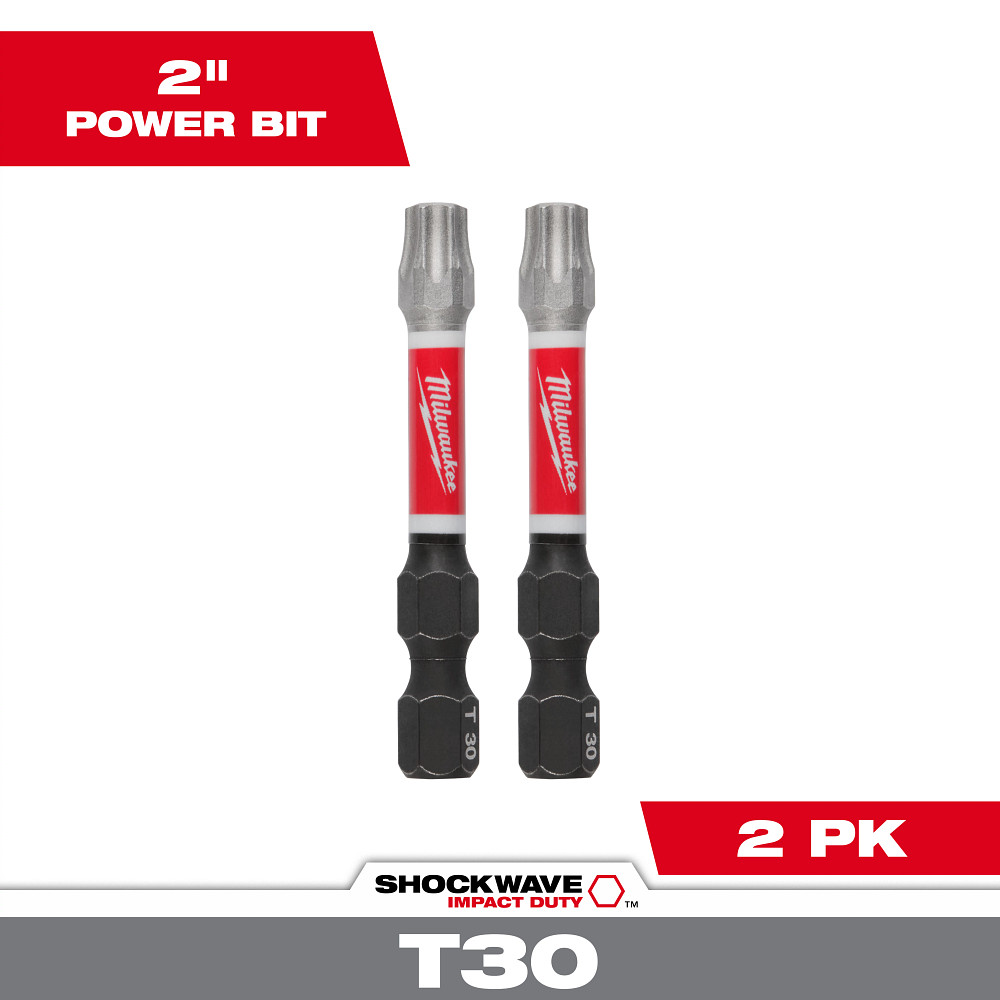 Product image for Milwaukee 48-32-4914 SHOCKWAVE™ 2" Impact Torx® T30 Power Bits (2 Pack)