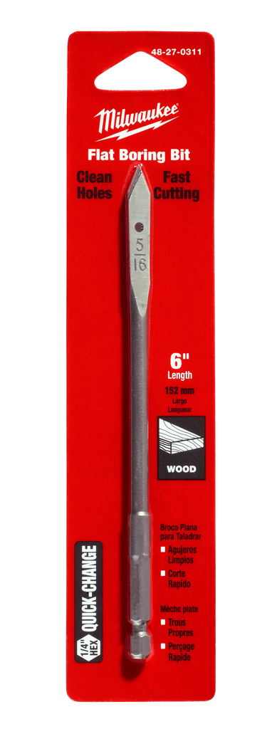 Product image for Milwaukee 48-27-0311 Flat Boring Bit 5/16" x 6"