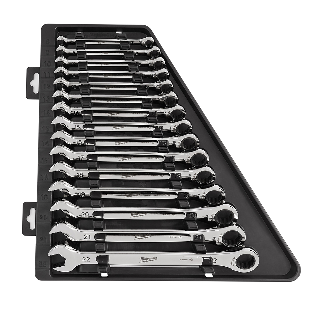 Product image for Milwaukee 48-22-9516 15pc Ratcheting Combination Wrench Set - Metric